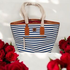 NWT Dooney & Bourke Blue and White Striped Coastal Preppy Shoulder Bag/Tote